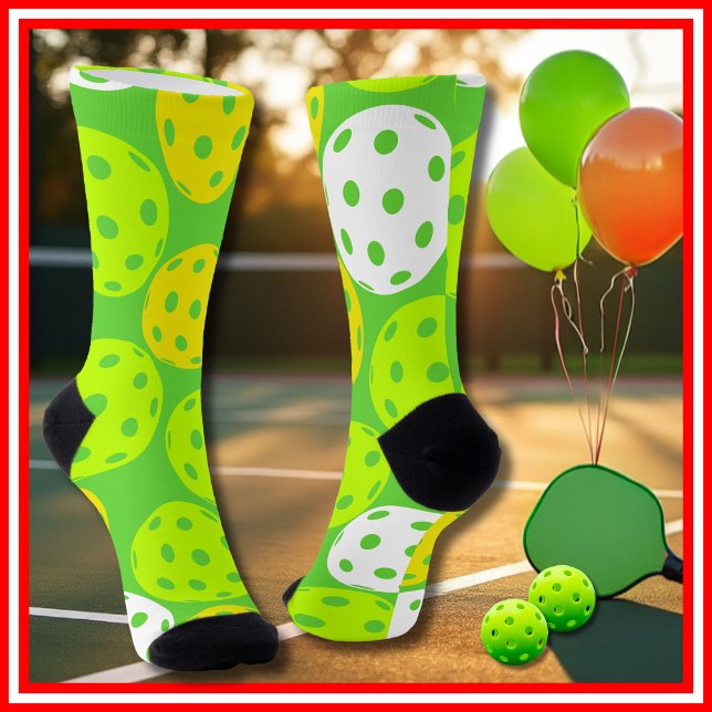 Chaussette Pickleball Anniversaire Soirée Sport Vert (Pickleball Birthday Party Cute Green Sports Socks)