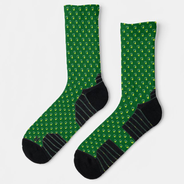 Chaussette Pickleball Heart Valentine Love Jaune et Vert (Gauche)