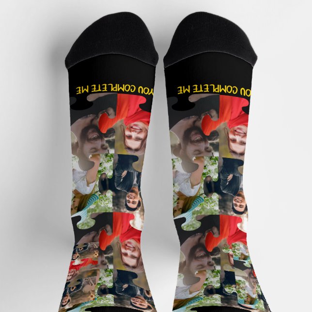 Chaussette Pièce de puzzle personnalisée Vous me complétez ph (Haut)