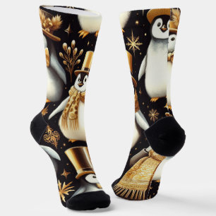Chaussette Pingouin noir et doré