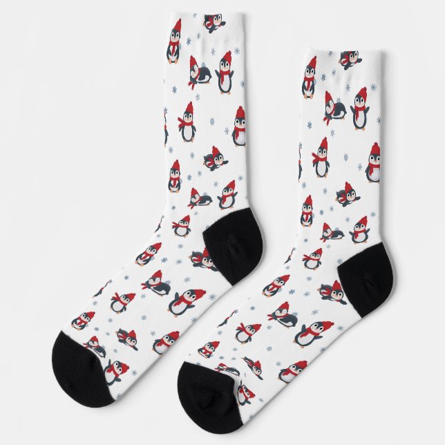 Chaussette Pingouins mignons Oiseaux d'hiver Animaux de l'Arc (Gauche)