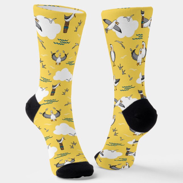 Chaussette Plage balnéaire Jaune Oiseaux de mer Plage (Angulaire)