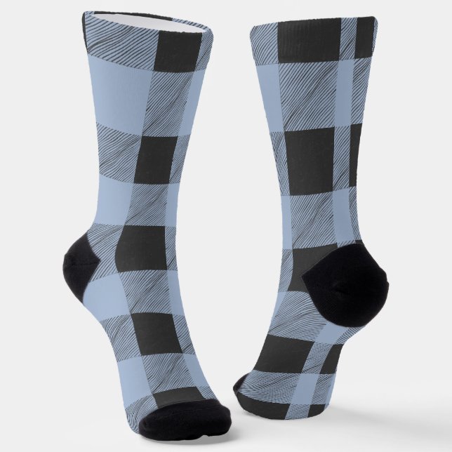 Chaussette Plaid de buffle bleu et noir (Angulaire)