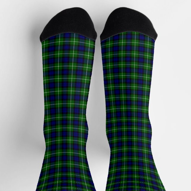 Chaussette Plaid vert bleu Lamont tartan (Haut)