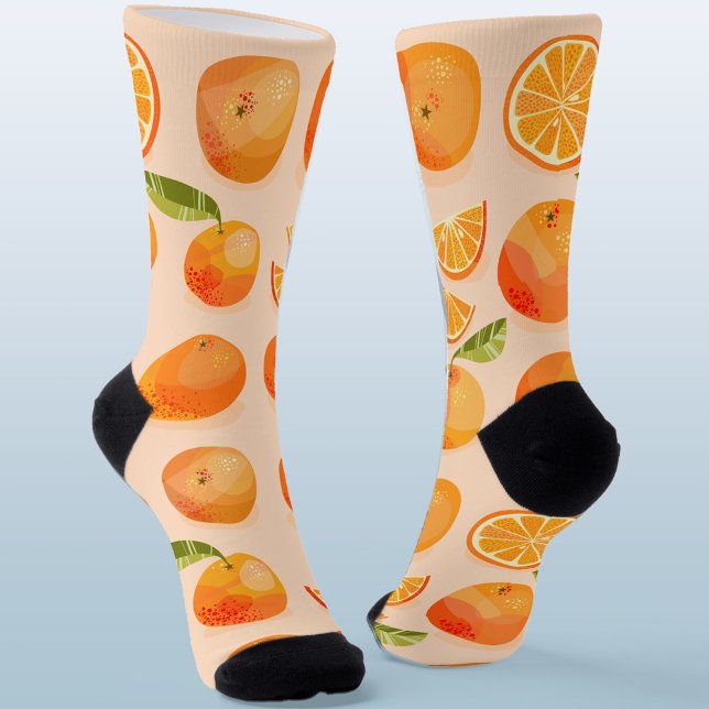 Chaussette Plaisir aux fruits d'orange d'agrumes (Fun citrus orange blush pink socks)