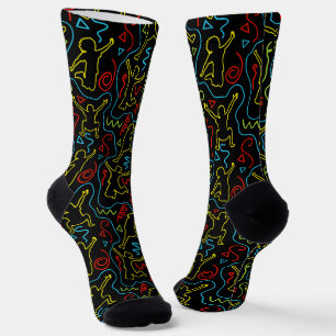 Chaussette Plan de jeu amusant pour enfants motif néon noir