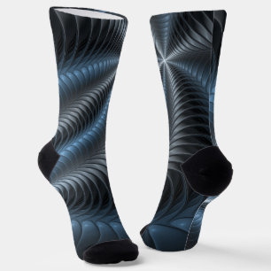 Chaussette Plastique bleu gris 3D Fractal Art moderne Abstrai