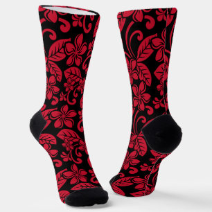 CHAUSSETTE PLUMÉRIE DE L'ÎLE (NOIR/ROUGE)