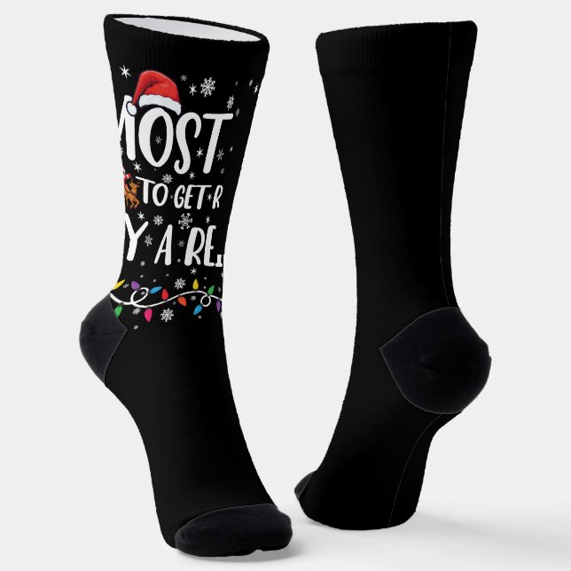 Chaussette Plus susceptible d'être écrasé par un renne à Noël (Angulaire)