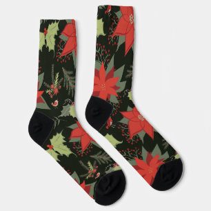 Chaussette Poinsettias et Holly Festive