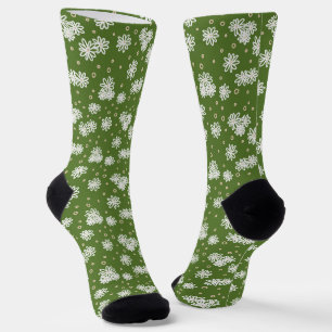 Chaussette Pois et marguerites - Blanc, Sable et Palm Green