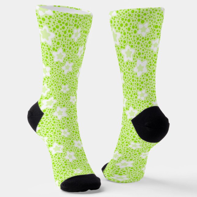 Chaussette Pois rétro vert vif avec motif floral (Angulaire)
