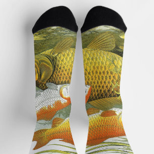 Chaussette Poisson Carpe Koï, Vie Marine Aquatique Ancienne