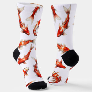 Chaussette Poisson de la fortune, carpe koï nageant, aquarell