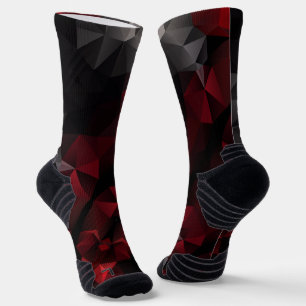Chaussette Polygonal, noir et rouge