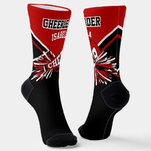 Chaussette Pom-pom girl rouge foncé, blanc et noir