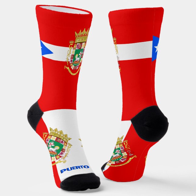 Chaussette Portoricain Drapeau Patriotique, Premium Porto Ric (Angulaire)