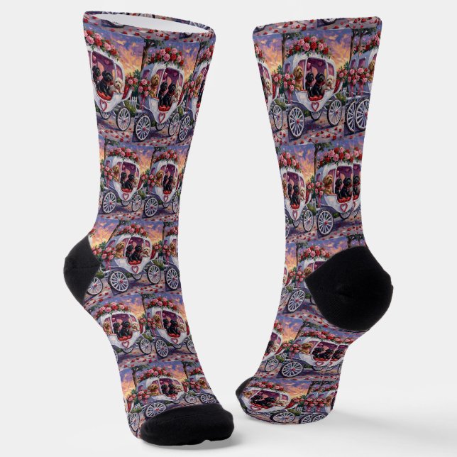 Chaussette Portuguese Water Dog Valentine's Day (Angulaire)