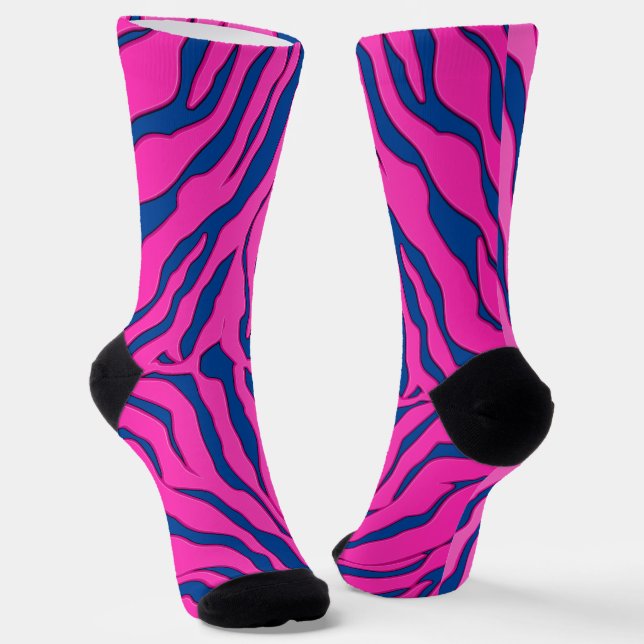 Chaussette Poster de animal De Tiges Bleues Et Roses2 (Angulaire)