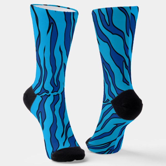 Chaussette Poster de animal De Tigre Bleu Et Turquoise (Angulaire)