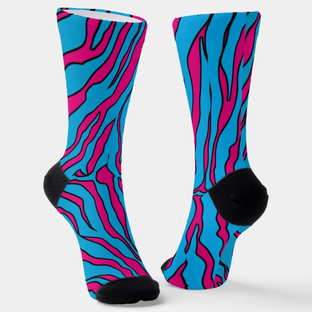 Chaussette Poster de animal De Tigre Rose Et Turquoise (Angulaire)