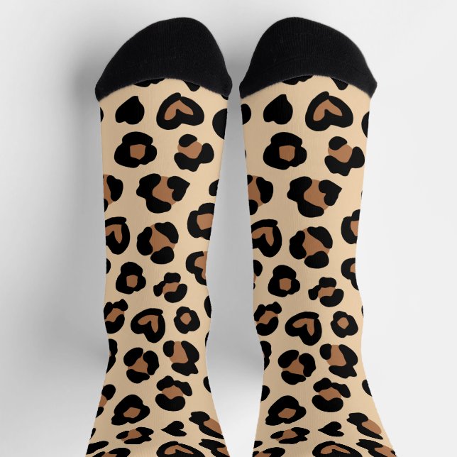 Chaussette Poster de animal, Léopard Brown, Spots de guépard, (Haut)