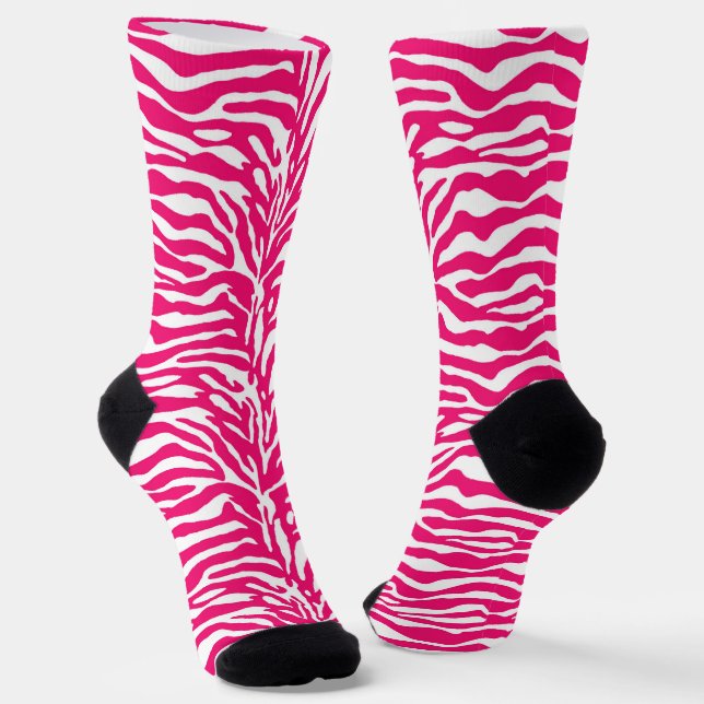 Chaussette Poster de animal sauvage, Zèbre à Fuchsia rose et  (Angulaire)