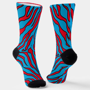 Chaussette Poster de animal Tigre Rouge Et Turquoise