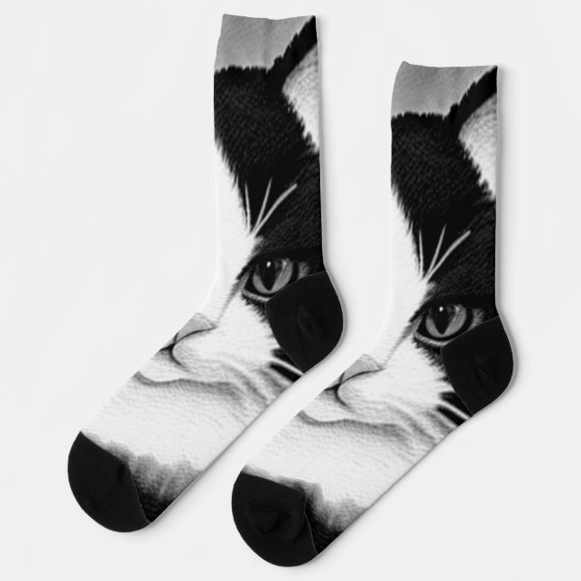Chaussette Poster de peinture de chats Tuxedo (Gauche)