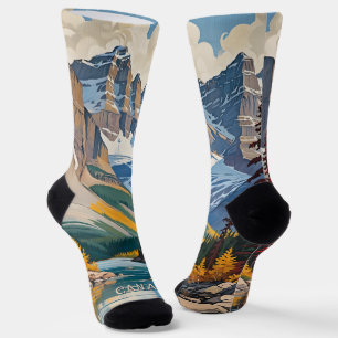Chaussette Poster de voyage du Canada texte personnalisé