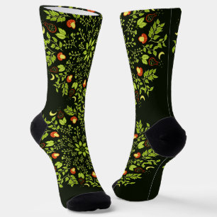 Chaussette Potion de sorcière verte champignons plantes amuse