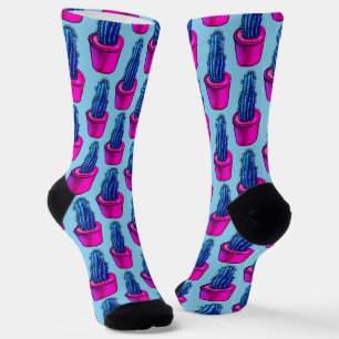 Chaussette Psychédélique Cactus bleu pourpre Trippé Fun fou f