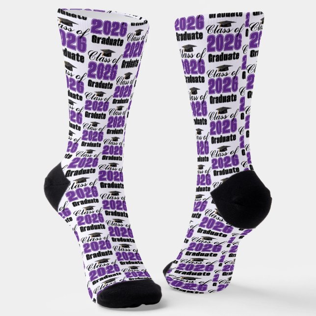 Chaussette Purple Class of 2026 Graduation (Angulaire)