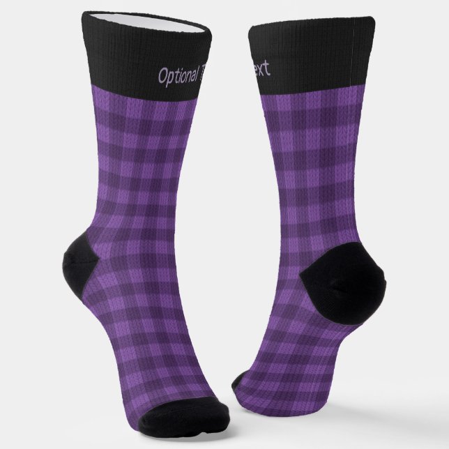 Chaussette Purple Plaid Knit Look Print - Option de texte per (Angulaire)