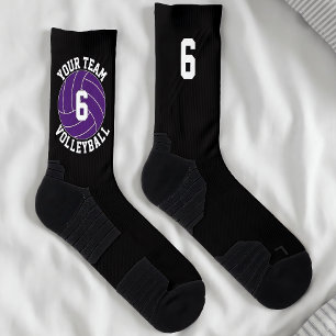 Chaussette Purple Volleyball personnalisé Nom de l'équipe et 