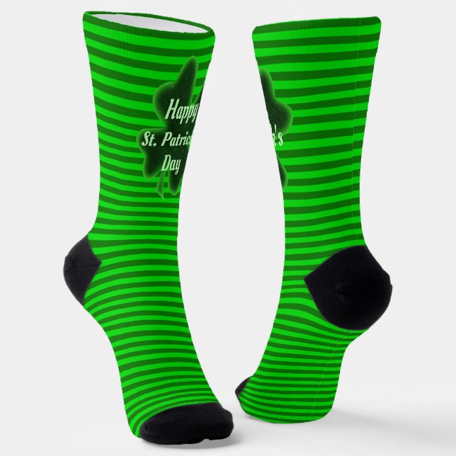 Chaussette Quatre feuilles de trèfle rayé St. Patrick's Day (Angulaire)