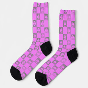 Chaussette Queen of Spades Chaussettes Pink Fade Checkerboard