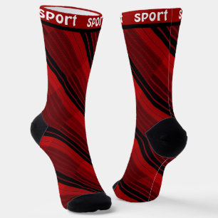 Chaussette Quilit en mosaïque géométrique rouge et noire