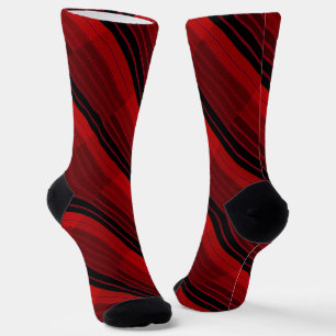 Chaussette Quilit en mosaïque géométrique rouge et noire