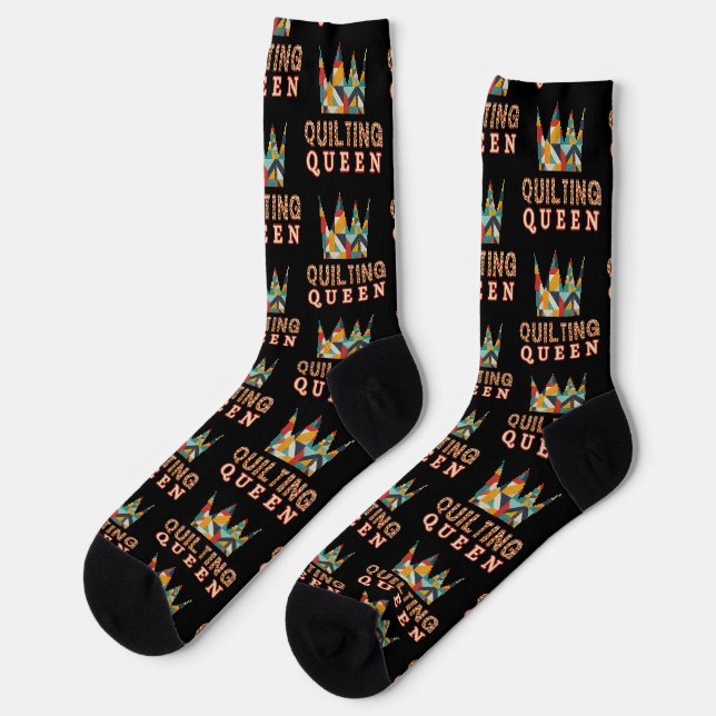 Chaussette Quilting Queen - Funny Quilter - Quilting Lovers (Gauche)