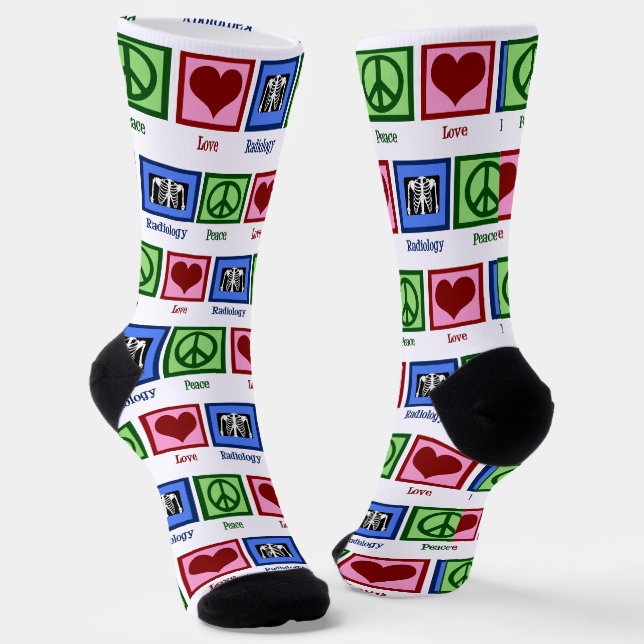Chaussette Radiologie de l'amour de la paix (Angulaire)