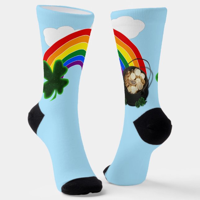 Chaussette Rainbow Pot of Gold St. Patrick's Day (Angulaire)