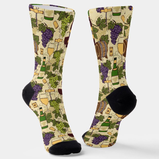 Chaussette Raisins et vignes à motifs (Angulaire)