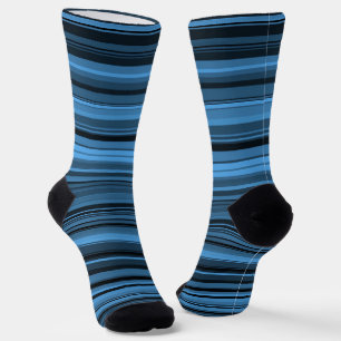Chaussette Rayures noires bleues motif sans couture