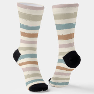 Chaussette Rayures pinceau boho ton terre sans couture