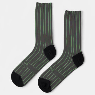 Chaussette Rayures, vert sur gris foncé, classique sérieux
