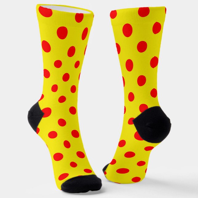 Chaussette Red On Yellow Polka Dots Pattern Design  (Créateur téléchargé)