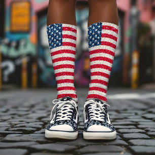 Chaussette Red White Bleu Patriotique Américain Flag Party