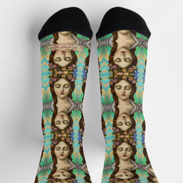 Chaussette Remerciez la femme du Seigneur avec des fleurs (Haut)