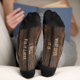 Chaussette Réparez-le plus tard en bois rustique tonique Brow